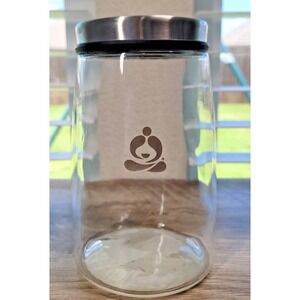 Teavana Perfect Tea Rock Sugar 48 oz Glass Canister Jar w/‎ Stainless Steel Lid